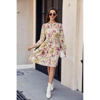 Vestido de manga larga para mujer, falda de pastel floral informal elegante para moda joven nueva - details 4