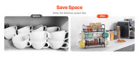 SucceBuy Organizador de barra de café de 2 niveles para encimera, soporte multifuncional para tazas y estación de café, 12 ganchos móviles y 2 estantes - details 1