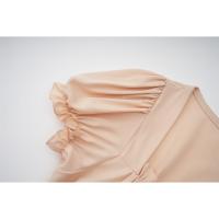 2025 nuevo vestido de verano de manga de burbuja pequeño cuello cuadrado medio y largo vestido de hadas de manga corta de cintura alta vestido de estilo retro francés - details 8