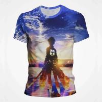 Camiseta de talla grande con estampado 3D de Attack Titan para hombre y mujer, manga corta transpirable de secado rápido con movimiento animado - details 2