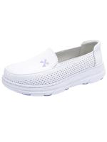 Zapatos de enfermera de piel auténtica para mujer, suela suave, transpirables, antideslizantes, de suela plana, color blanco - details 0