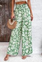Pantalones elásticos de pierna ancha para mujer Primavera-Verano Chic con estampado elegante - details 11