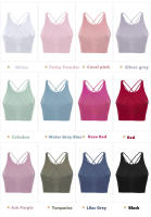 SHINBENE Sexy Strappy Wireless Sports Bra Crop Tops Women Padded Push Up Longline Gym Yoga Bras Cotton Feel Workout Brassiere - details 2