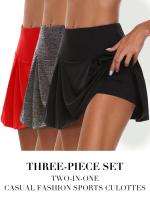 3 Piezas De Faldas Deportivas De Color Sólido 2 En 1, Con Alta Elasticidad Para Correr, Tenis, Golf Y Yoga, Ropa Deportiva Para Mujeres - details 12