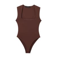 OUWU - Traje de baño negro sin mangas para mujer, traje de baño de una pieza con cuello cuadrado, lencería sexy, color blanco - details 3