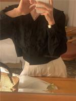 Blusa de verano para mujer, camisa de primavera, blusa para mujer, Blusas largas de gasa, informales, elegantes, Vintage, de manga larga, holgada de gran tamaño, blanca - details 45