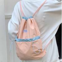 Mochilas con cordón de estilo coreano, diseño de nicho de Color en contraste, bolso de nailon suave ligero, bolso de hombro de gran capacidad de Color sólido - details 7