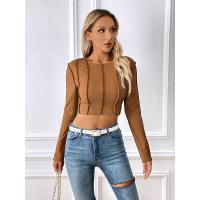Camisetas de manga larga para mujer, ropa casual, suaves, cuello redondo, elegantes y brillantes, primavera, 2023 - details 9