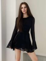 Elegante Vestido Mini de Encaje con Lazo Trasero Moda Femenina para Fiestas - details 2