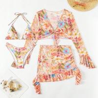 Nuevos estampados tendencias playa faldas bikinis 4 piezas trajes de baño - details 12