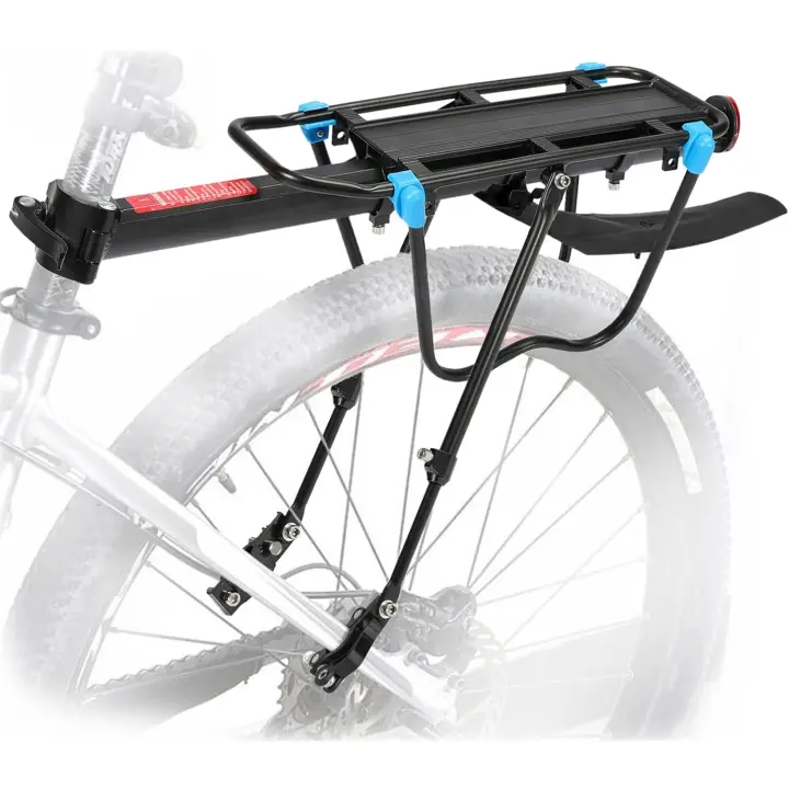Portabultos Bicicleta Trasero Carga 50KG, Liberación Rápida Ajustable Portaequipajes Bici Estante Tija De Sillín con Guardabarros Reflector para Ciclismo Montaña Equipaje Deporte - 1
