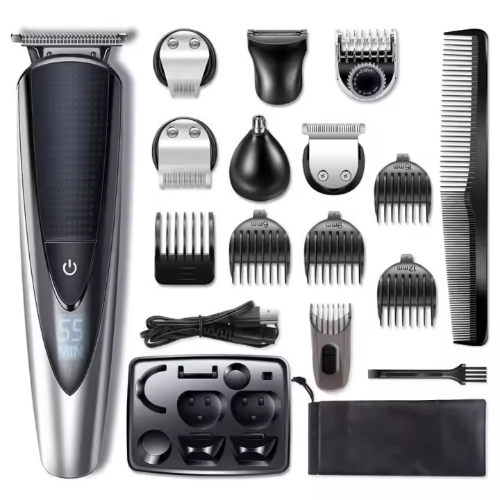 Afeitadora eléctrica para hombre, conjunto multifunción para barba y cuerpo entero, estándar en seco y húmedo - 1