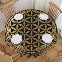Mantel circular mandala, flor de loto de la vida, impermeable, resistente al aceite, 60 pulgadas, forma geométrica sagrada - details 176