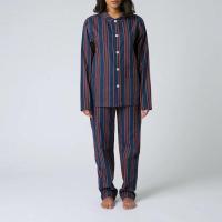 Conjunto de 2 piezas de blusa de manga para hombre y mujer, camisa y pantalones largos con estampado de rayas vintage, ropa de estar por casa - details 11