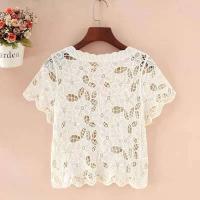 Tops Y2k de moda coreana de punto Ence para mujer, cárdigan de manga corta con cuello en V, chaqueta hueca, novedad de verano - details 1