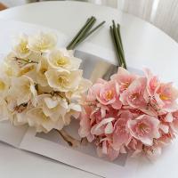 Ramo de narcisos artificiales de tacto Real, elegante flor de narciso de seda hecha a mano, flor falsa de lujo, escritorio para sala de estar - details 4