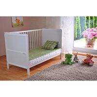 Cuna para bebé con colchón de espuma de aloe vera, rieles con protección dental, altura regulable, color blanco, cama infantil - details 5