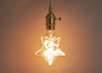 Bombilla Edison Vintage de 4W, bombilla LED amarilla cálida de 2300K, filamento suave Retro E27, corazón de cinco estrellas, G95, diamante para lámpara de decoración - details 10