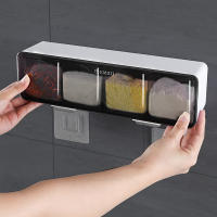 Caja de condimentos montada en la pared, sal, pimienta, especias, tarro, azucarero, caja de especias, organizador, estante de almacenamiento de especias de cocina - details 4