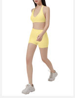 Sostén deportivo con almohadillas para el pecho, espalda hermosa, sujetador de tiras delgadas para pilates y fitnessbraConjunto de yoga con camiseta sin mangas y shorts que levantan los glúteos - details 13