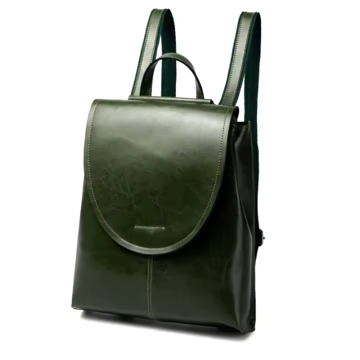 Mochila de Moda para Mujer Bolso Versátil de Cuero de Vaca Ideal para Viajes y Ocio Color Sólido - 1