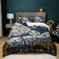 Juego de Cubierta de Edredón y Sábanas con Pintura Moderna Clásica de Van Gogh Noche Estrellada Tamaño Queen Decorativo 3 Piezas - details 7