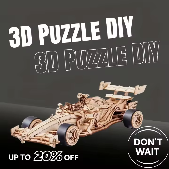 Rompecabezas de Puzzle de Madera 3D de Carrera Kit de Coche Rápido para Adultos - 1