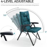 Silla de Camping Plegable Capacidad de 150 kg Respaldo Alto tamaño pequeño Plegable Silla de jardín Acolchada de Lujo con 4 Posiciones, Silla de Pesca Ajustable para balcón - details 31