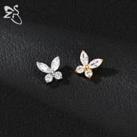 ZS 1 pieza de acero inoxidable, ancla dérmica para hombres y mujeres, lazo con flor, piercing dérmico con cristal CZ, microperforación dérmica que se oculta en la piel. - details 13