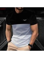 Camiseta de Verano Casual para Hombres Cuello Redondo Manga Corta Estampado a Rayas - details 4