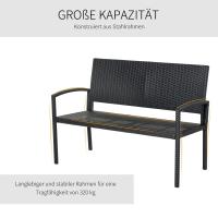Homfa Patio al aire libre Banco de mimbre de ratán Silla de dos plazas Reposabrazos Cubierta de jardín Silla de ratán para todo tipo de clima Sofá de dos plazas - details 10