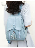 Mochila de piel sintética para mujer, con borla Bolso pequeño, informal, vintage, rosa, azul y negro - details 2