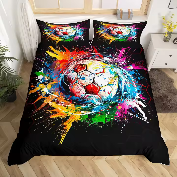 Juego de Ropa de Cama de Hockey de Piel 3PCS Cubierta de Edredón de Graffiti de Jugador de Hockey - 1
