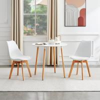 Mesa de Comedor, Estilo escandinavo Ronda Mesa y Patas de Madera de Haya, 80*72 cm, Color Blanco - details 3