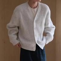Cárdigan de invierno y otoño para hombre, suéter grueso de un solo pecho con cuello en V y botones, chaqueta de punto, suéter elástico de color sólido - details 8