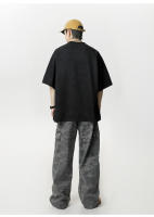 Camiseta de gamuza vintage de manga corta para hombres de verano segmentación tridimensional patchwork diseño camiseta de manga media - details 12