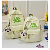 Mochila coreana simple de color sólido con alfabeto para estudiantes, mochila ligera de gran capacidad para viajes, mochila informal versátil - details 48