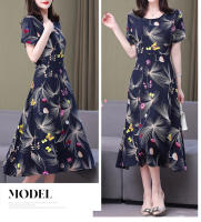 Nueva moda Casual 2024 vestidos elegantes de verano para mujeres cuello redondo estampado Vintage Vestido de manga corta ropa suelta de mujer - details 11
