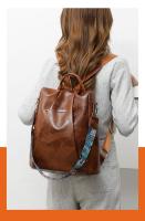 Mochila de Cuero Suave Casual para Mujeres Impermeable, Resistente al Desgaste, Antirrobo con Patrones de Parche Bolsa de Hombro Grande con Lining de Dacron - details 6