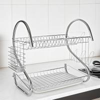 Escurridor de platos práctico en forma de S de 2 niveles, estante de secado de platos de Metal que ahorra espacio, escurridor de tazas estable, encimera - details 12