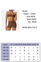 Sujetador de yoga de alto impacto con canalé en contraste y pantalones cortos para levantar la cadera, traje de gimnasia, conjunto de entrenamiento elástico para Pilates, 2 piezas - details 0