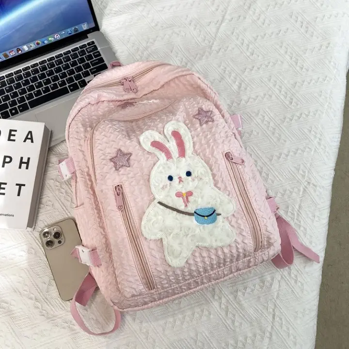 Dibujo animado, estudiante de secundaria, niña, mochila, gato, valor nominal, conejo, estrellas, mochila escolar - 1