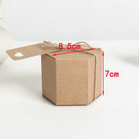 Caja de dulces de papel Kraft de 50 piezas, caja de regalo de cartón Hexagonal, con hilo y etiqueta, suministros para fiestas de boda - details 1