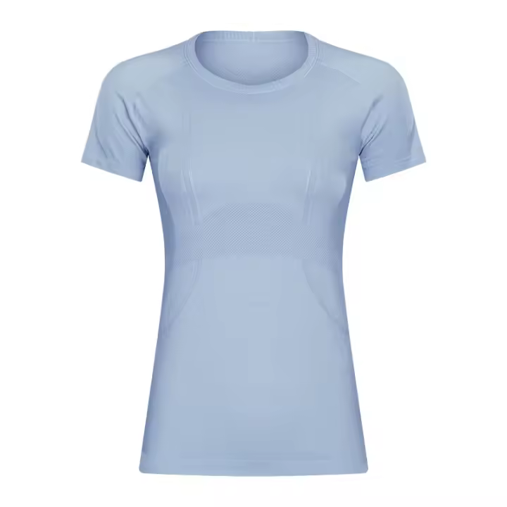 SHINBENE-Camiseta deportiva sin costuras para correr, camisa de manga corta transpirable para Yoga, cuello redondo, nueva - 1