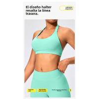 Sujetador deportivo de estilo europeo y americano con cuello halter, alta elasticidad, nylon mate, gran espalda abierta, top de yoga para mujeres - details 0