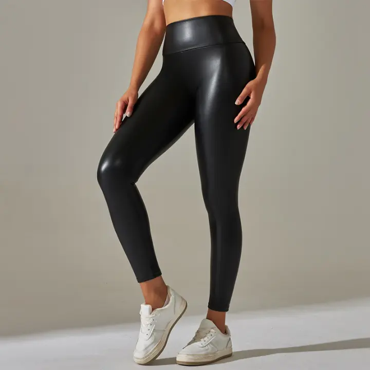 Nuevos Pantalones De Cuero PU Para Mujer De Colorido Cintura Alta Ajustados Y Leggings De Yoga Para Uso Externo - 1