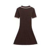TRZA mujeres moda botones delanteros Cable tejido Mini vestido Polo cuello manga corta Mujer Vestidos Mujer - details 2