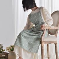 Delantal de cocina de algodón a la moda, delantal de trabajo doméstico con estampado Floral elegante, delantal de limpieza de estilo francés impermeable para cocina - details 4