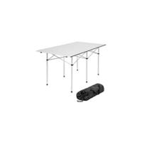 Mesa Camping Plegable con Altura Ajustable, Mesa Auxiliar de Aluminio con Topes, Mesa Exterior para Jardín, Terraza, Picnic, con Red Almacenamiento y Bolsa de Transporte, 120x70,5x79 - Negra - details 5