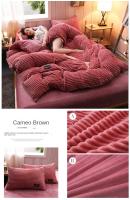 Funda de edredón de terciopelo mágico, juego de ropa de cama gruesa, cálida, Color sólido, doble, Queen y King - details 8